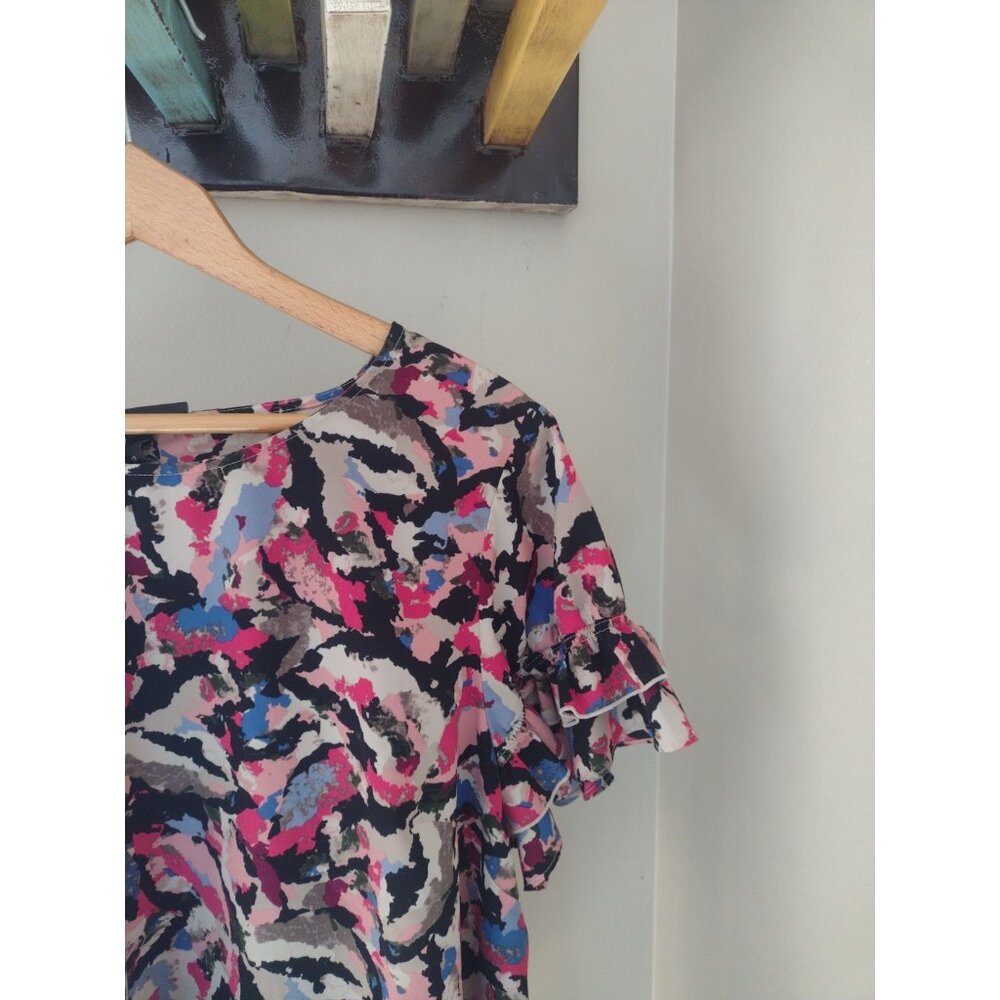 Lane Bryant Colorful Abstract Ruffle Blouse - Picture 3 of 10